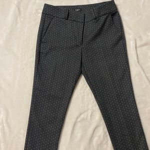 Loft gray slacks with white and pink stitching detail